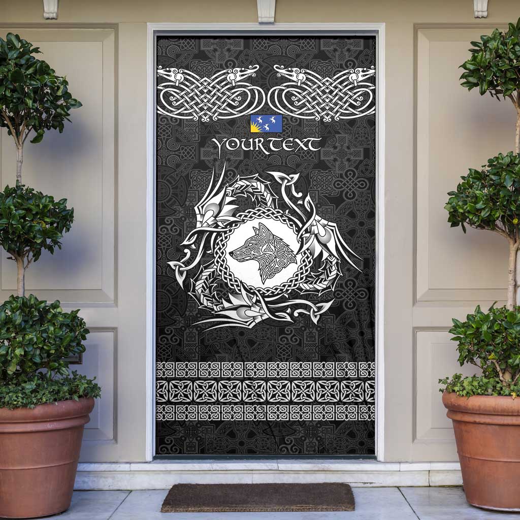 Personalized Merionethshire Meirionnydd Door Cover Black Wolf Celtic-inspired - Wonder Print Shop