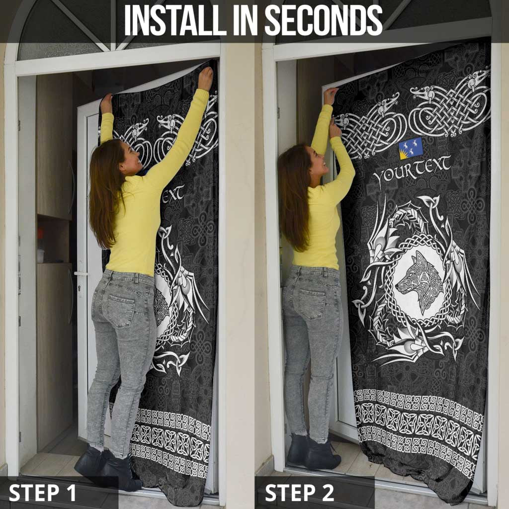 Personalized Merionethshire Meirionnydd Door Cover Black Wolf Celtic-inspired - Wonder Print Shop