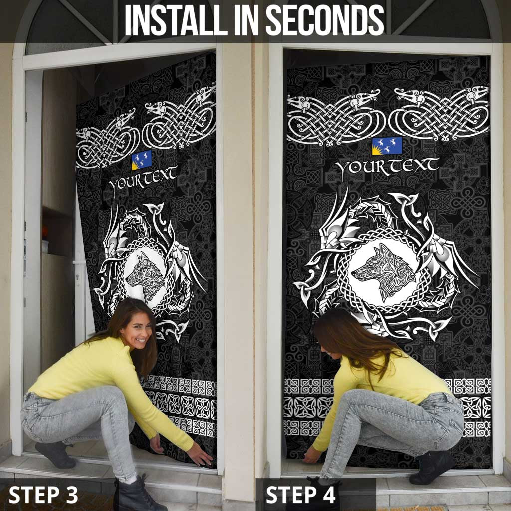 Personalized Merionethshire Meirionnydd Door Cover Black Wolf Celtic-inspired - Wonder Print Shop