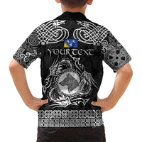 Personalized Merionethshire Meirionnydd Family Matching Long Sleeve Bodycon Dress and Hawaiian Shirt Black Wolf Celtic-inspired - Wonder Print Shop