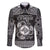 Personalized Merionethshire Meirionnydd Family Matching Off The Shoulder Long Sleeve Dress and Hawaiian Shirt Black Wolf Celtic-inspired - Wonder Print Shop