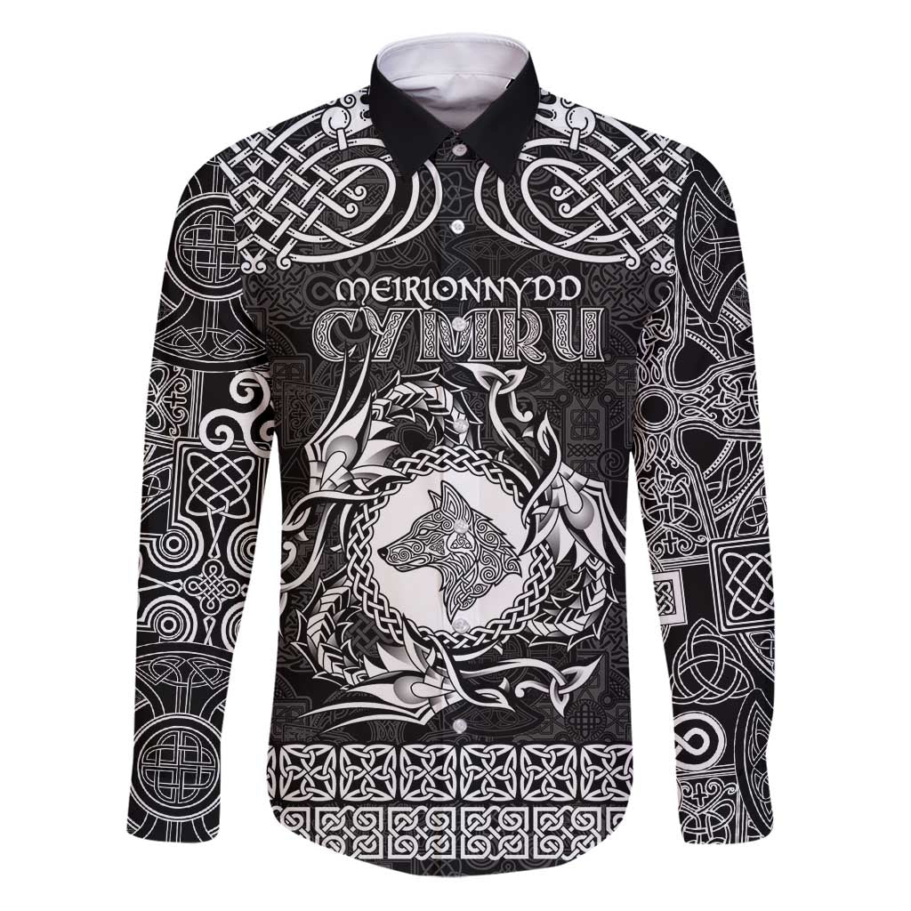 Personalized Merionethshire Meirionnydd Family Matching Puletasi and Hawaiian Shirt Black Wolf Celtic-inspired - Wonder Print Shop