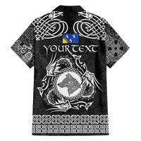 Personalized Merionethshire Meirionnydd Family Matching Short Sleeve Bodycon Dress and Hawaiian Shirt Black Wolf Celtic-inspired - Wonder Print Shop