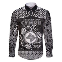 Personalized Merionethshire Meirionnydd Family Matching Short Sleeve Bodycon Dress and Hawaiian Shirt Black Wolf Celtic-inspired - Wonder Print Shop