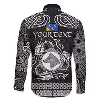 Personalized Merionethshire Meirionnydd Family Matching Short Sleeve Bodycon Dress and Hawaiian Shirt Black Wolf Celtic-inspired - Wonder Print Shop