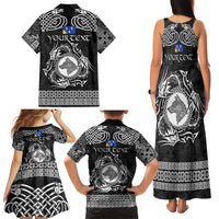 Personalized Merionethshire Meirionnydd Family Matching Tank Maxi Dress and Hawaiian Shirt Black Wolf Celtic-inspired - Wonder Print Shop