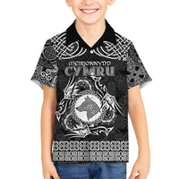 Personalized Merionethshire Meirionnydd Family Matching Tank Maxi Dress and Hawaiian Shirt Black Wolf Celtic-inspired - Wonder Print Shop