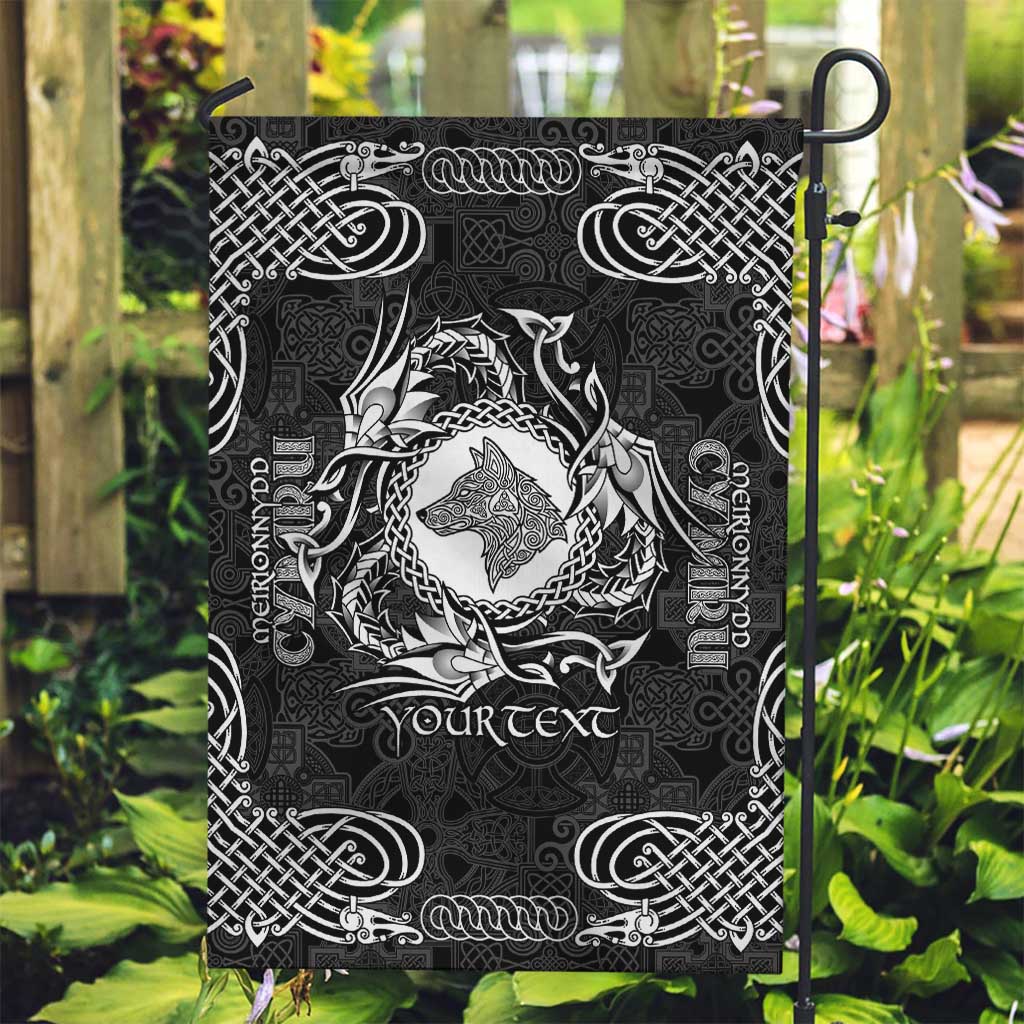 Personalized Merionethshire Meirionnydd Garden Flag Black Wolf Celtic-inspired - Wonder Print Shop