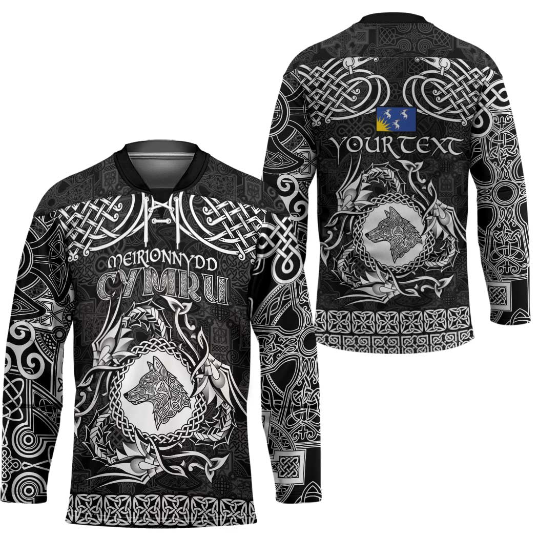 Personalized Merionethshire Meirionnydd Hockey Jersey Black Wolf Celtic-inspired - Wonder Print Shop