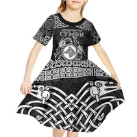 Personalized Merionethshire Meirionnydd Kid Short Sleeve Dress Black Wolf Celtic-inspired - Wonder Print Shop