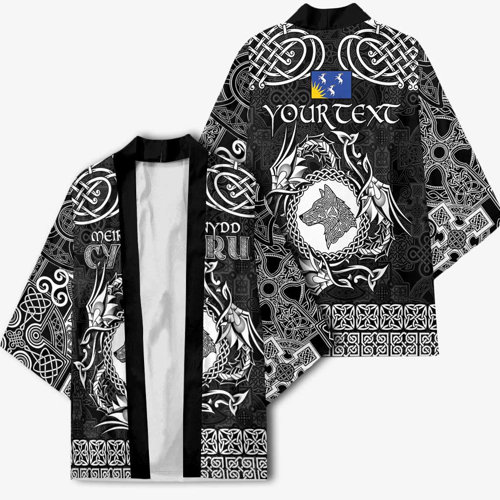 Personalized Merionethshire Meirionnydd Kimono Black Wolf Celtic-inspired - Wonder Print Shop