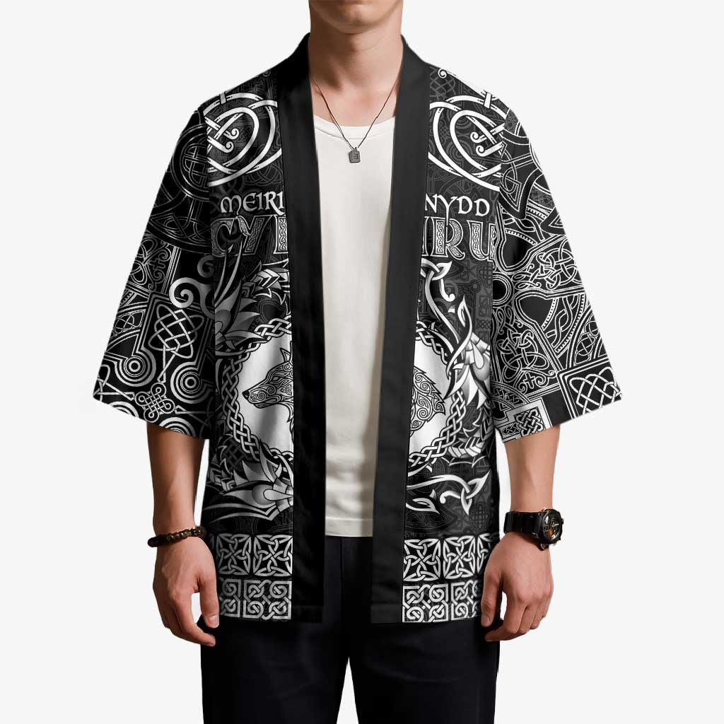 Personalized Merionethshire Meirionnydd Kimono Black Wolf Celtic-inspired - Wonder Print Shop
