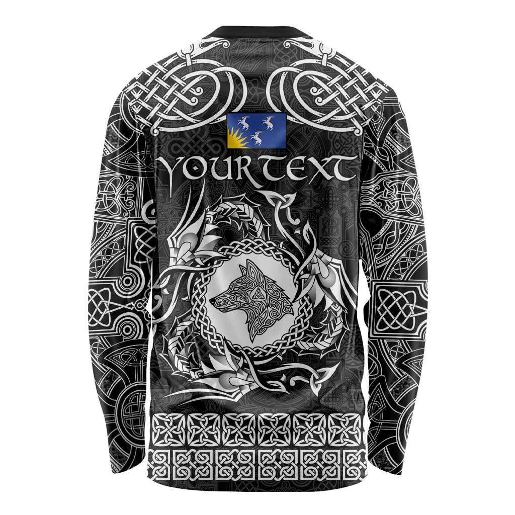 Personalized Merionethshire Meirionnydd Long Sleeve Shirt Black Wolf Celtic-inspired - Wonder Print Shop