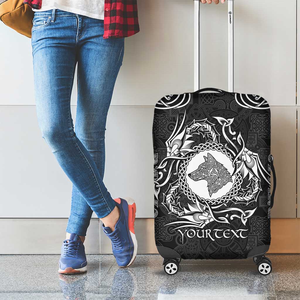 Personalized Merionethshire Meirionnydd Luggage Cover Black Wolf Celtic-inspired - Wonder Print Shop