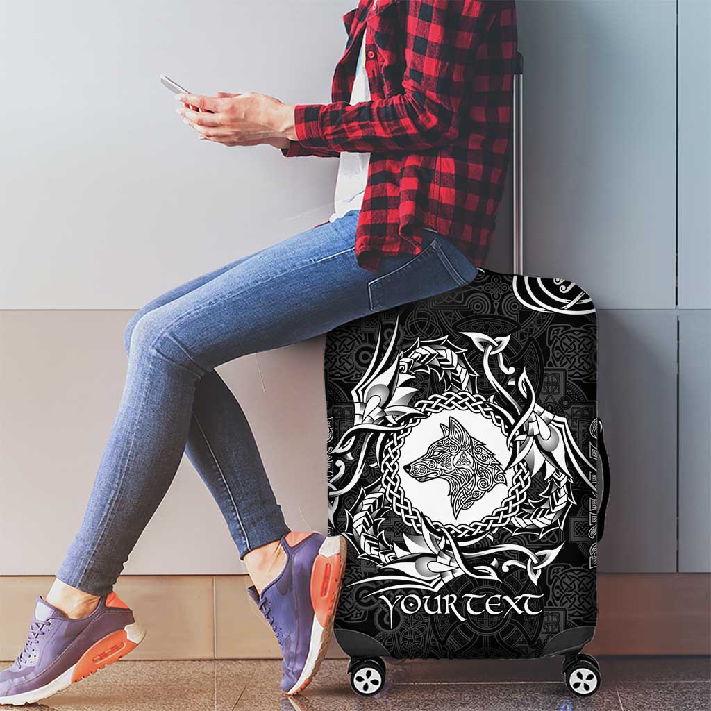 Personalized Merionethshire Meirionnydd Luggage Cover Black Wolf Celtic-inspired - Wonder Print Shop