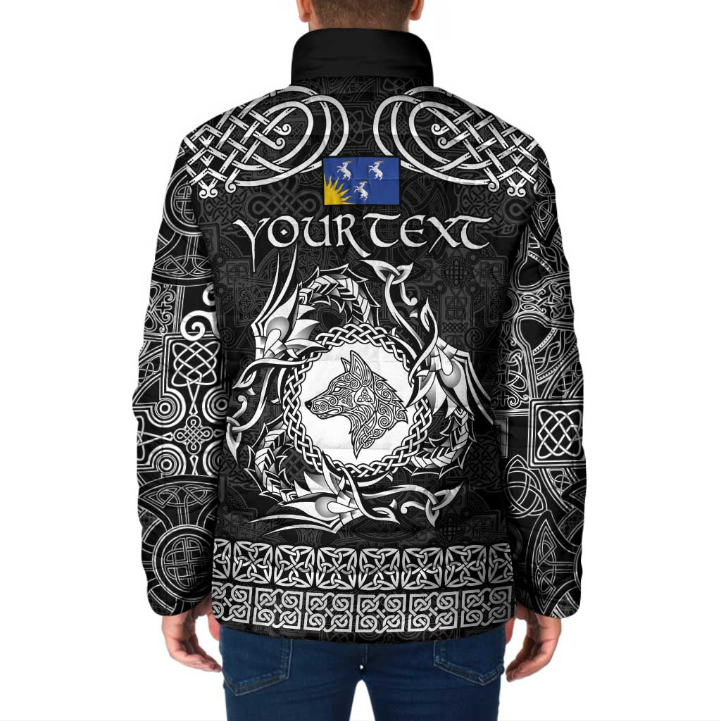 Personalized Merionethshire Meirionnydd Padded Jacket Black Wolf Celtic-inspired - Wonder Print Shop