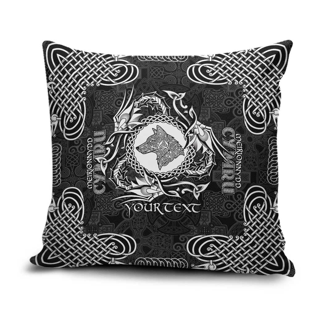 Personalized Merionethshire Meirionnydd Pillow Cover Black Wolf Celtic-inspired - Wonder Print Shop