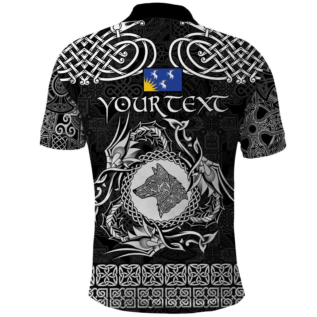 Personalized Merionethshire Meirionnydd Polo Shirt Black Wolf Celtic-inspired - Wonder Print Shop