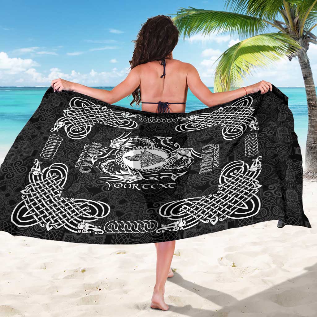 Personalized Merionethshire Meirionnydd Sarong Black Wolf Celtic-inspired - Wonder Print Shop