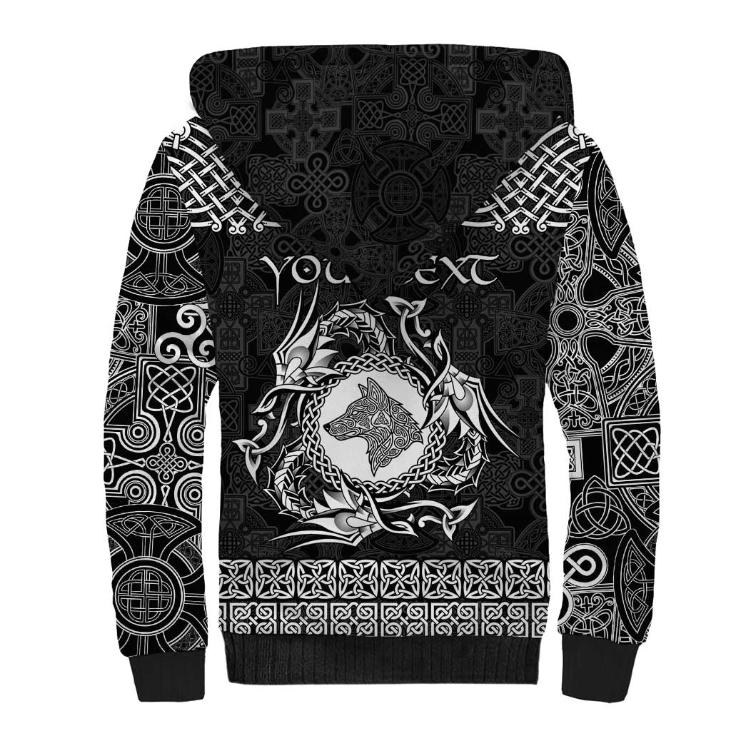 Personalized Merionethshire Meirionnydd Sherpa Hoodie Black Wolf Celtic-inspired - Wonder Print Shop