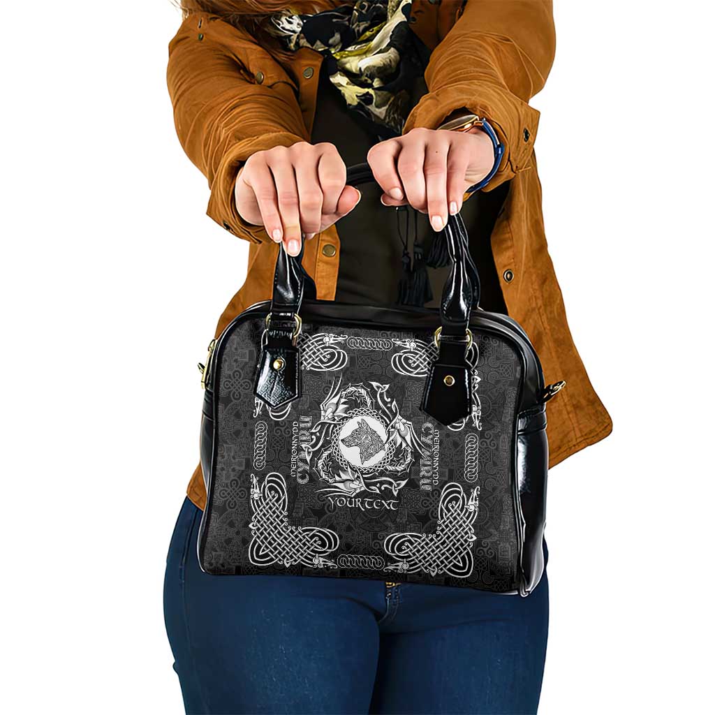 Personalized Merionethshire Meirionnydd Shoulder Handbag Black Wolf Celtic-inspired - Wonder Print Shop