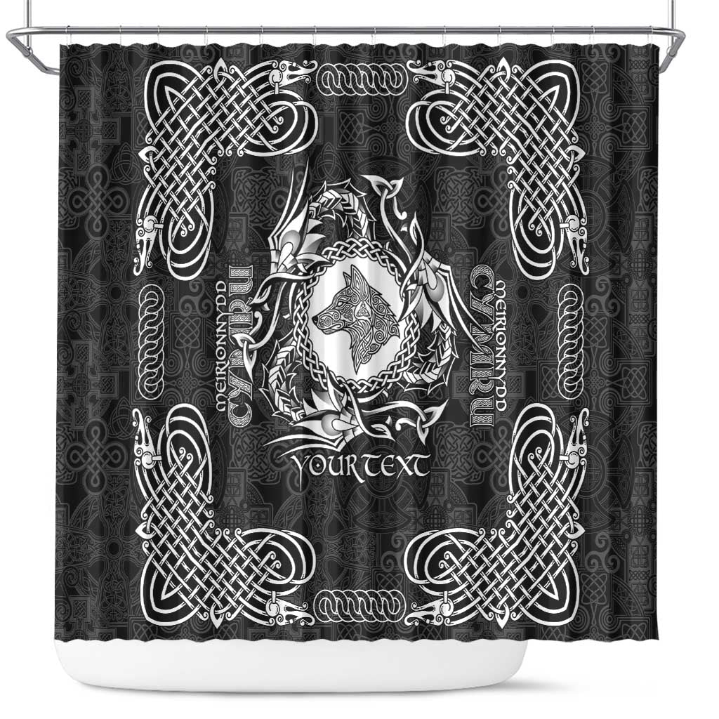 Personalized Merionethshire Meirionnydd Shower Curtain Black Wolf Celtic-inspired - Wonder Print Shop