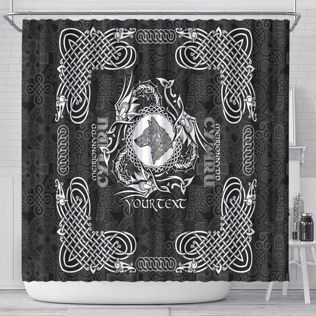 Personalized Merionethshire Meirionnydd Shower Curtain Black Wolf Celtic-inspired - Wonder Print Shop