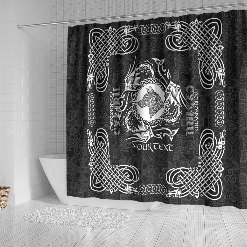 Personalized Merionethshire Meirionnydd Shower Curtain Black Wolf Celtic-inspired - Wonder Print Shop
