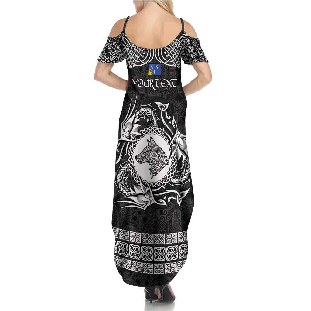 Personalized Merionethshire Meirionnydd Summer Maxi Dress Black Wolf Celtic-inspired - Wonder Print Shop