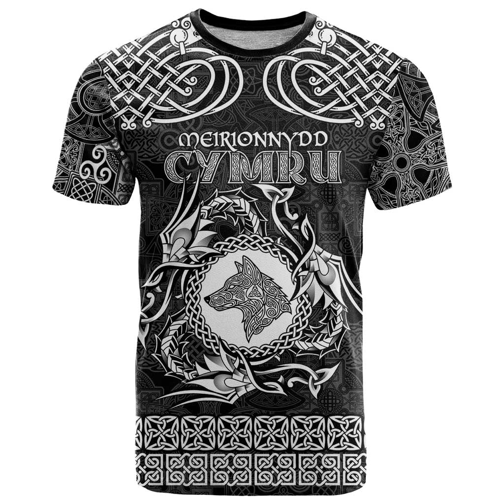 Personalized Merionethshire Meirionnydd T Shirt Black Wolf Celtic-inspired - Wonder Print Shop