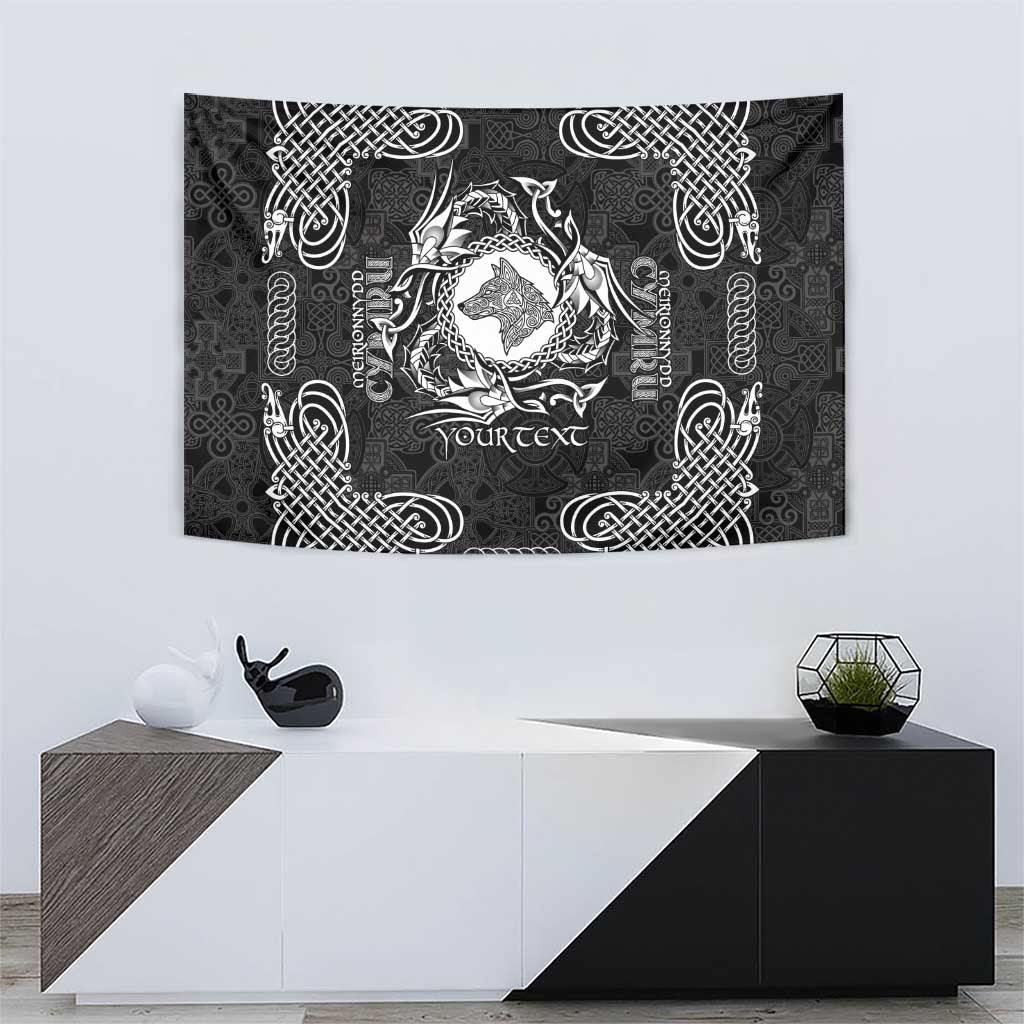 Personalized Merionethshire Meirionnydd Tapestry Black Wolf Celtic-inspired - Wonder Print Shop