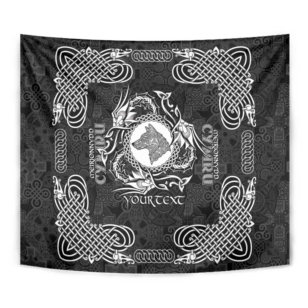 Personalized Merionethshire Meirionnydd Tapestry Black Wolf Celtic-inspired - Wonder Print Shop