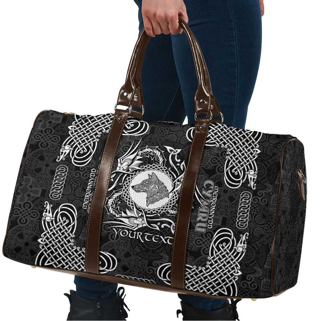 Personalized Merionethshire Meirionnydd Travel Bag Black Wolf Celtic-inspired - Wonder Print Shop
