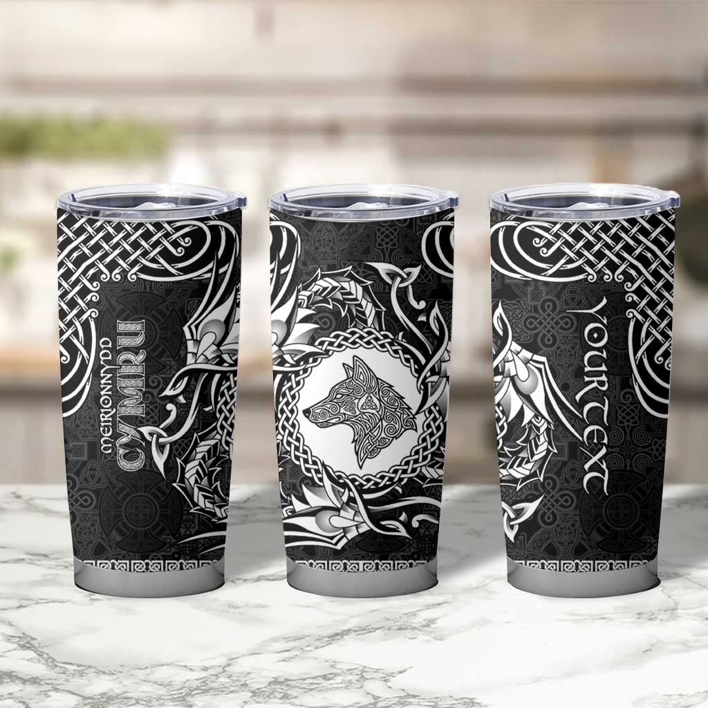 Personalized Merionethshire Meirionnydd Tumbler Cup Black Wolf Celtic-inspired - Wonder Print Shop