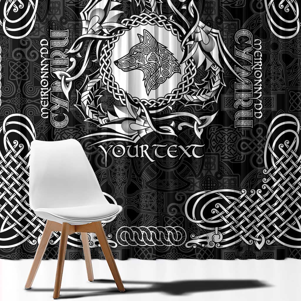 Personalized Merionethshire Meirionnydd Window Curtain Black Wolf Celtic-inspired - Wonder Print Shop