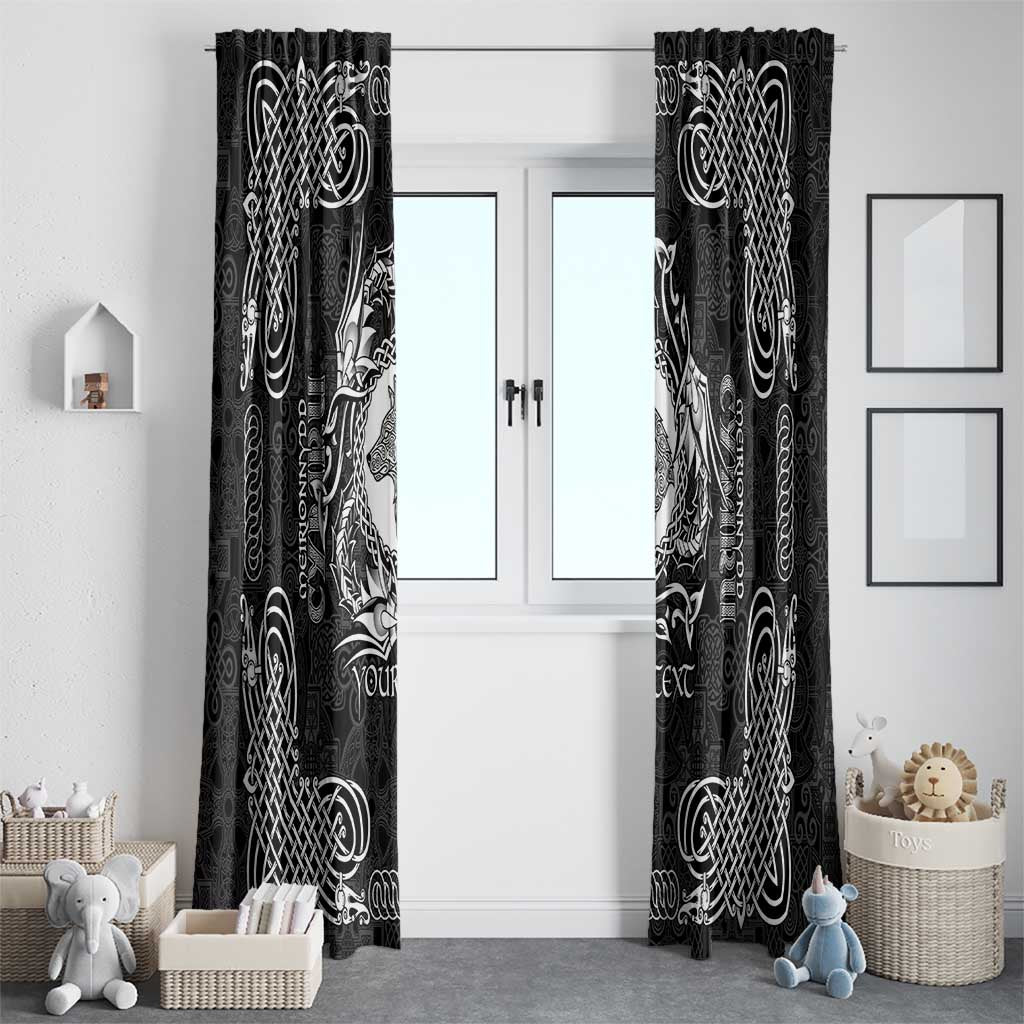 Personalized Merionethshire Meirionnydd Window Curtain Black Wolf Celtic-inspired - Wonder Print Shop