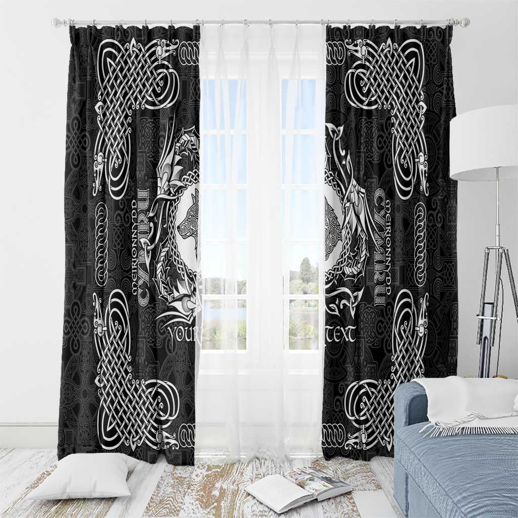 Personalized Merionethshire Meirionnydd Window Curtain Black Wolf Celtic-inspired - Wonder Print Shop