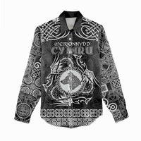 Personalized Merionethshire Meirionnydd Women Casual Shirt Black Wolf Celtic-inspired - Wonder Print Shop