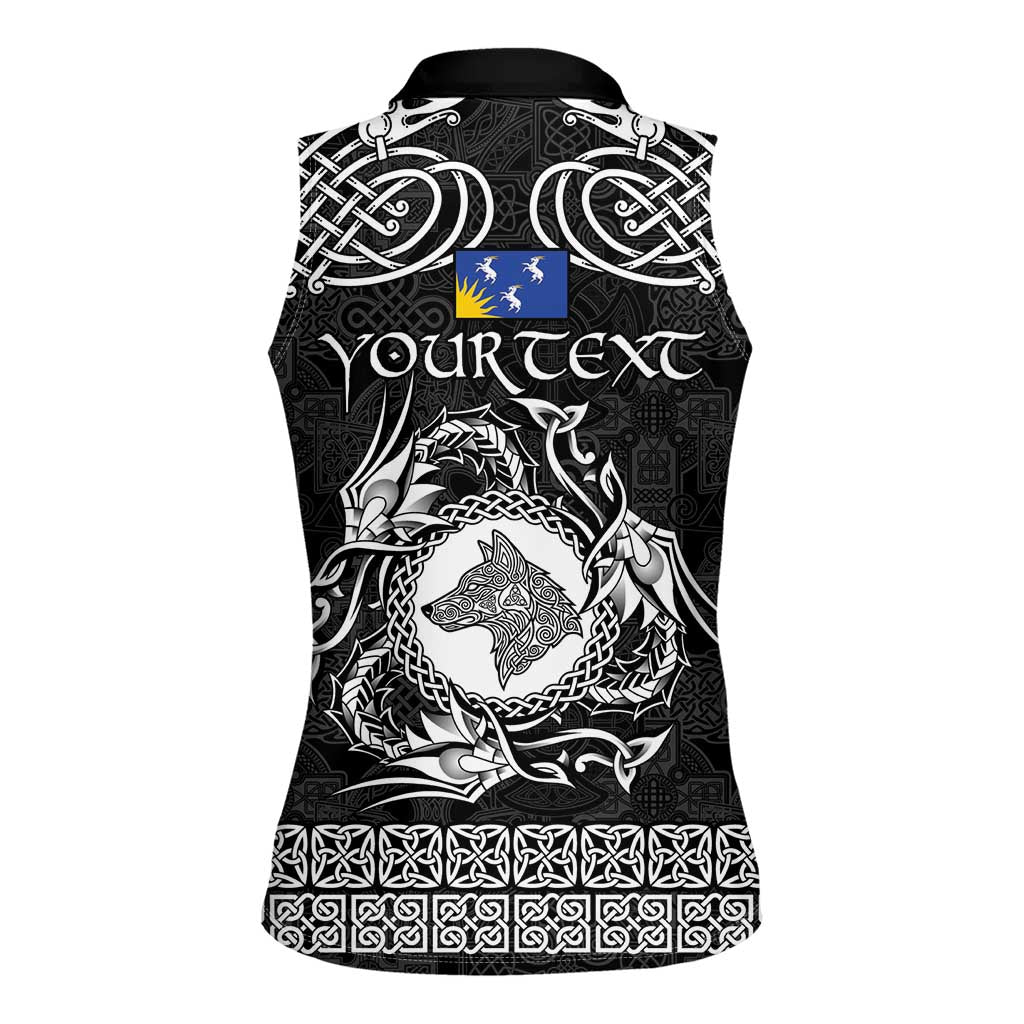 Personalized Merionethshire Meirionnydd Women Sleeveless Polo Shirt Black Wolf Celtic-inspired - Wonder Print Shop