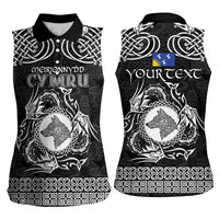 Personalized Merionethshire Meirionnydd Women Sleeveless Polo Shirt Black Wolf Celtic-inspired - Wonder Print Shop