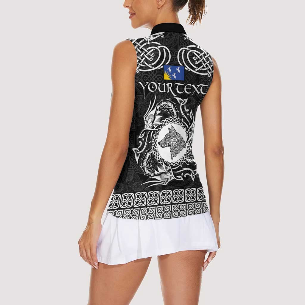 Personalized Merionethshire Meirionnydd Women Sleeveless Polo Shirt Black Wolf Celtic-inspired - Wonder Print Shop