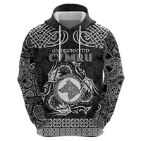 Personalized Merionethshire Meirionnydd Zip Hoodie Black Wolf Celtic-inspired - Wonder Print Shop