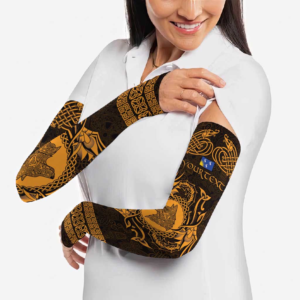 Personalized Merionethshire Meirionnydd Arm Sleeves Gold Wolf Celtic-inspired - Wonder Print Shop