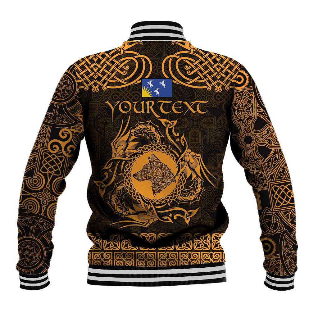 Personalized Merionethshire Meirionnydd Baseball Jacket Gold Wolf Celtic-inspired - Wonder Print Shop