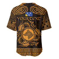 Personalized Merionethshire Meirionnydd Baseball Jersey Gold Wolf Celtic-inspired - Wonder Print Shop