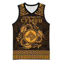 Personalized Merionethshire Meirionnydd Basketball Jersey Gold Wolf Celtic-inspired - Wonder Print Shop