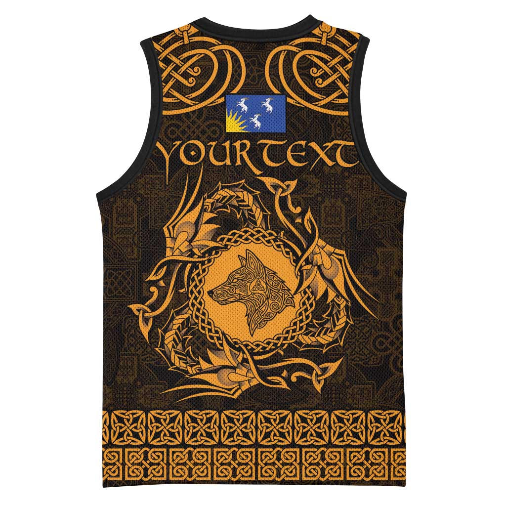 Personalized Merionethshire Meirionnydd Basketball Jersey Gold Wolf Celtic-inspired - Wonder Print Shop
