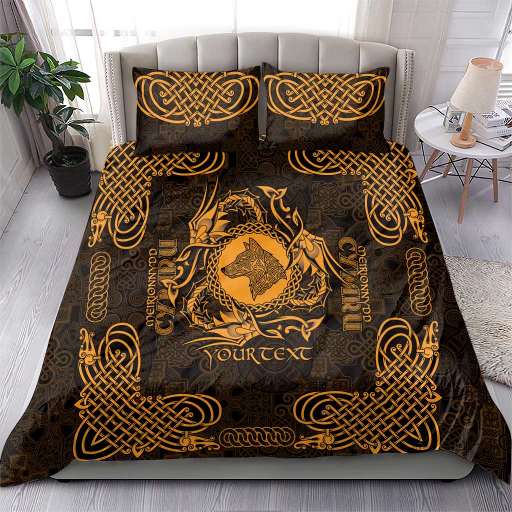 Personalized Merionethshire Meirionnydd Bedding Set Gold Wolf Celtic-inspired - Wonder Print Shop