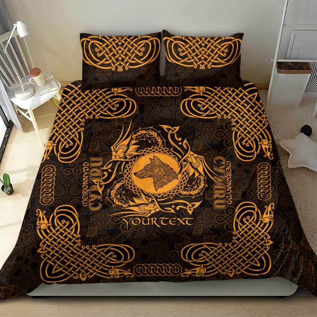 Personalized Merionethshire Meirionnydd Bedding Set Gold Wolf Celtic-inspired - Wonder Print Shop