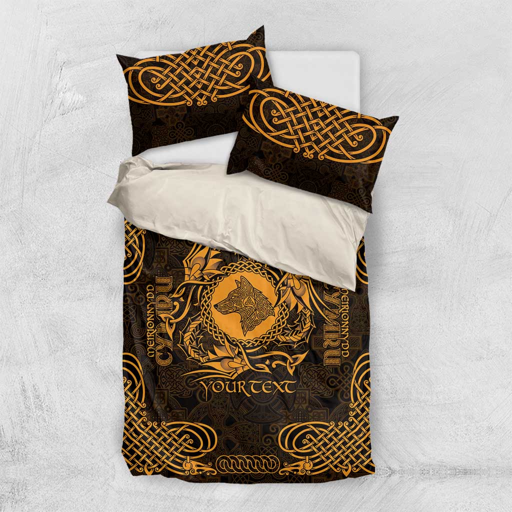Personalized Merionethshire Meirionnydd Bedding Set Gold Wolf Celtic-inspired - Wonder Print Shop